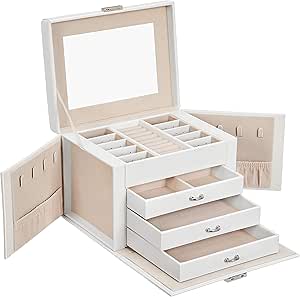 thumbnail image 2 of SONGMICS Lockable Jewelry Box With Glass Window - 3-Tier Storage Organizer For Rings & Necklaces 2 of 5