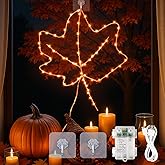 YOUNGAR Thanksgiving Window Lights,64Led Battery/USB Operated Maple Leaves for Fall Decor, 8Modes Timer for Home Indoor, Autumn, Glass Wall,Porch,Outdoor Decor
