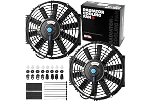 DNA MOTORING 10 Inch High Performace Electric Cooling Slim Radiator Fan with Mount Kit, Black, 2PCS, RAF-10-X2