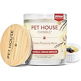 One Fur All Pet House Candle Plant-Based/Soy - Clean Burning Scented, Long Lasting Pet Odor Candle for Home - Vanilla Crème Brulee