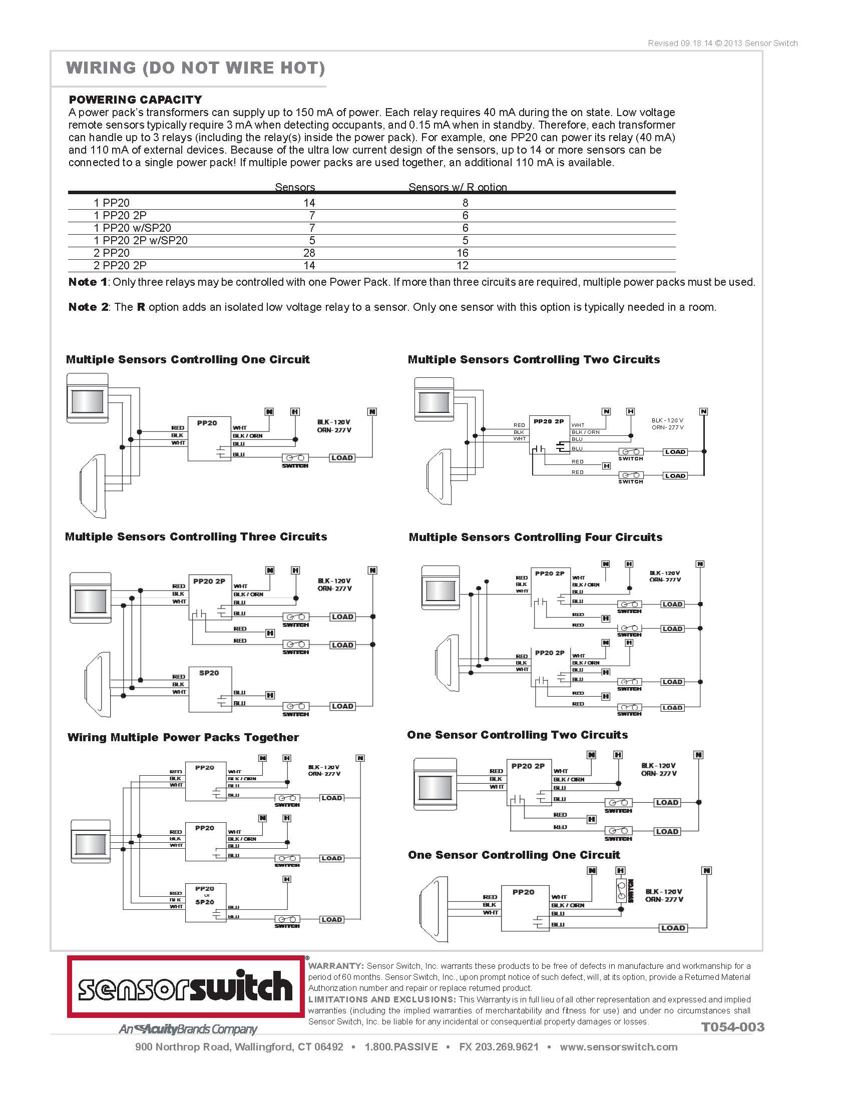 Sensor Switch PP20 2P 2Pole Power Pack for LowVage Occupancy Sensors