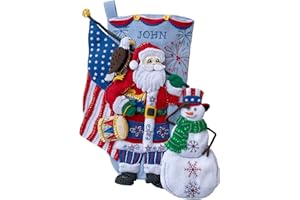 MerryStockings Star Spangled Santa 18" Felt Christmas Stocking Kit from