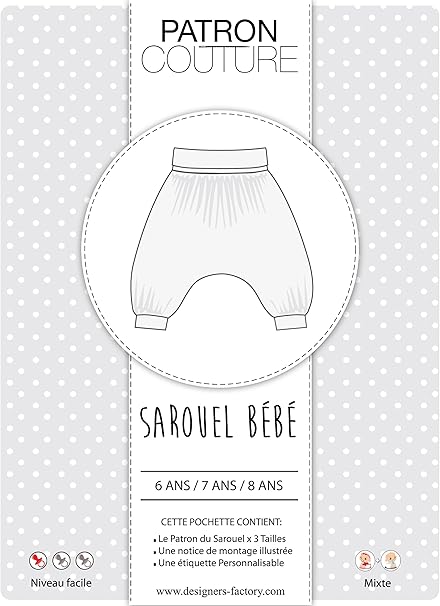 Patron Sarouel Bebe Avec Decoupes 6 Ans 7 Ans 8 Ans Pack 3 Tailles Cuisine Maison Loisirs Creatifs