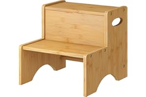 VIEWCARE Step Stools for Adults, 2 Step Stools for High Beds for Adults, Portable Wooden Stool with Handles for Bathroom Kitchen, and Bedroom, 400 lbs Capacity