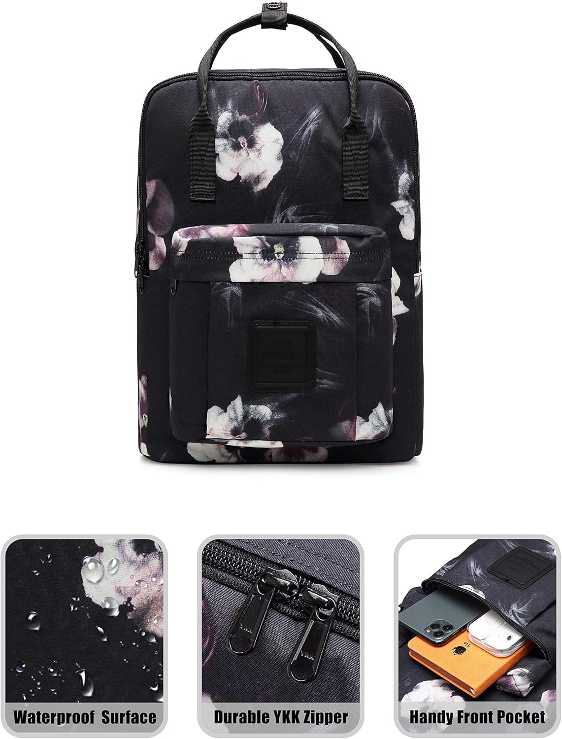 Bestie 14" School Bag Backpack for Girls 14 litres, Floral, Black, Polyester, D139a, Floral, Black - Image 4