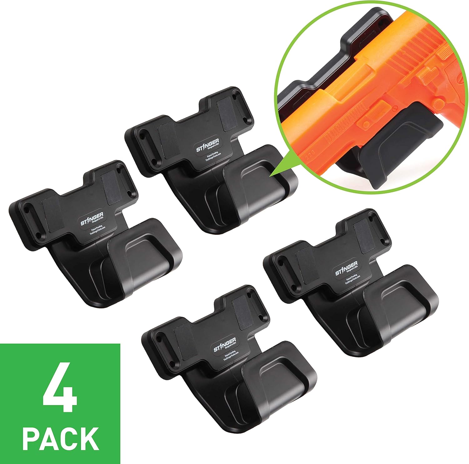 Stinger Gun Magnet Holder w/Safety Trigger Guard Protection, Magnetic Gun Mount & Holster for Handgun, Shotgun, Pistol, Revolver. Easy Conceal in Car, Truck, Vehicle, Desks, Safes, Walls.