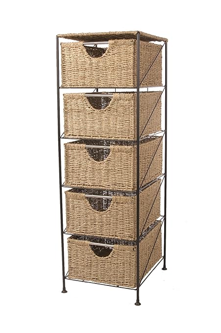 Seagrass Five Drawer Storage Unit W 34 Cm X D 40 Cm X H 102 Cm