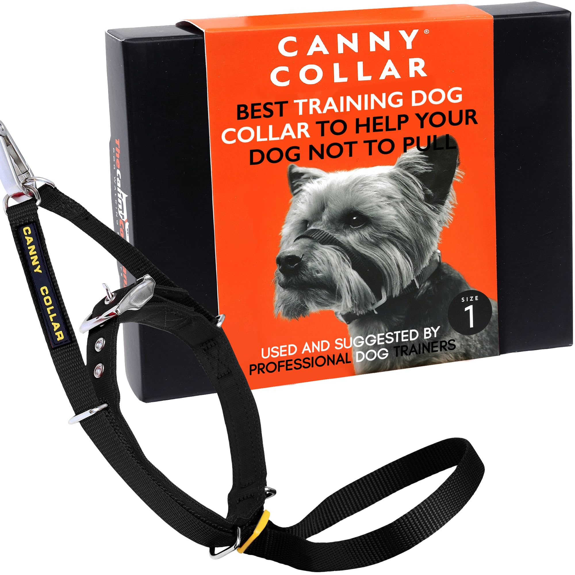 Canny Collar No-Pull Dog Headcollar | Train Your Dog To Stop Pulling & Walk On a Regular Collar & Loose Lead | Kind, Safe, Comfortable Training Aid | Black – Size 1 — image 1