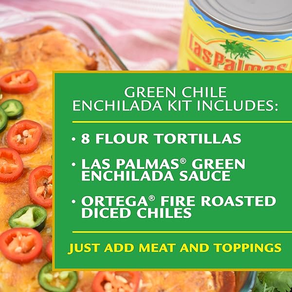 LAS PALMAS MEDIUM GREEN CHILE ENCHILADA DINNER KIT, 23.8 OUNCE