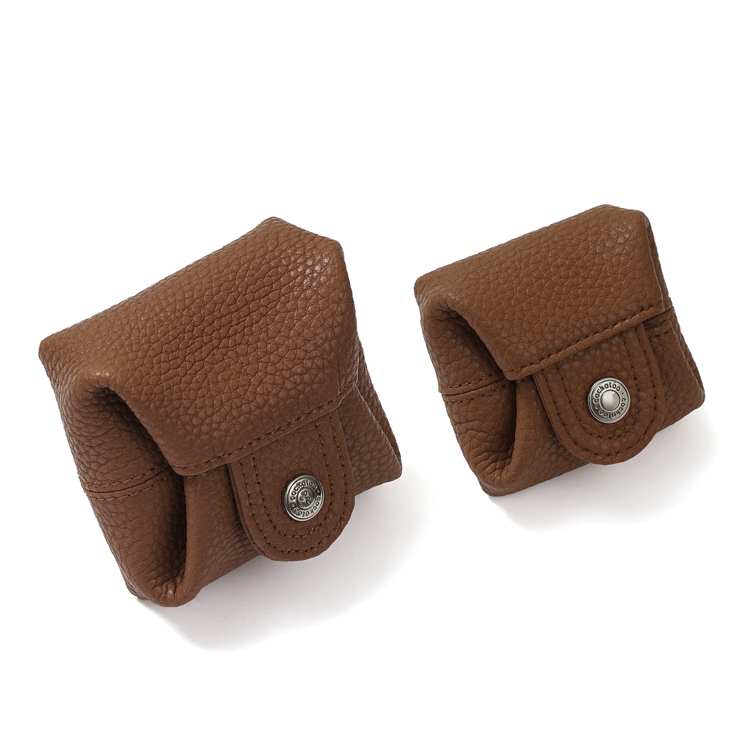Photo 1 of Cockatoo Genuine Leather Coin Pouch Change Holder, Mini Snap Pocket Wallet for Men Women (Brown, Set of L&S)
