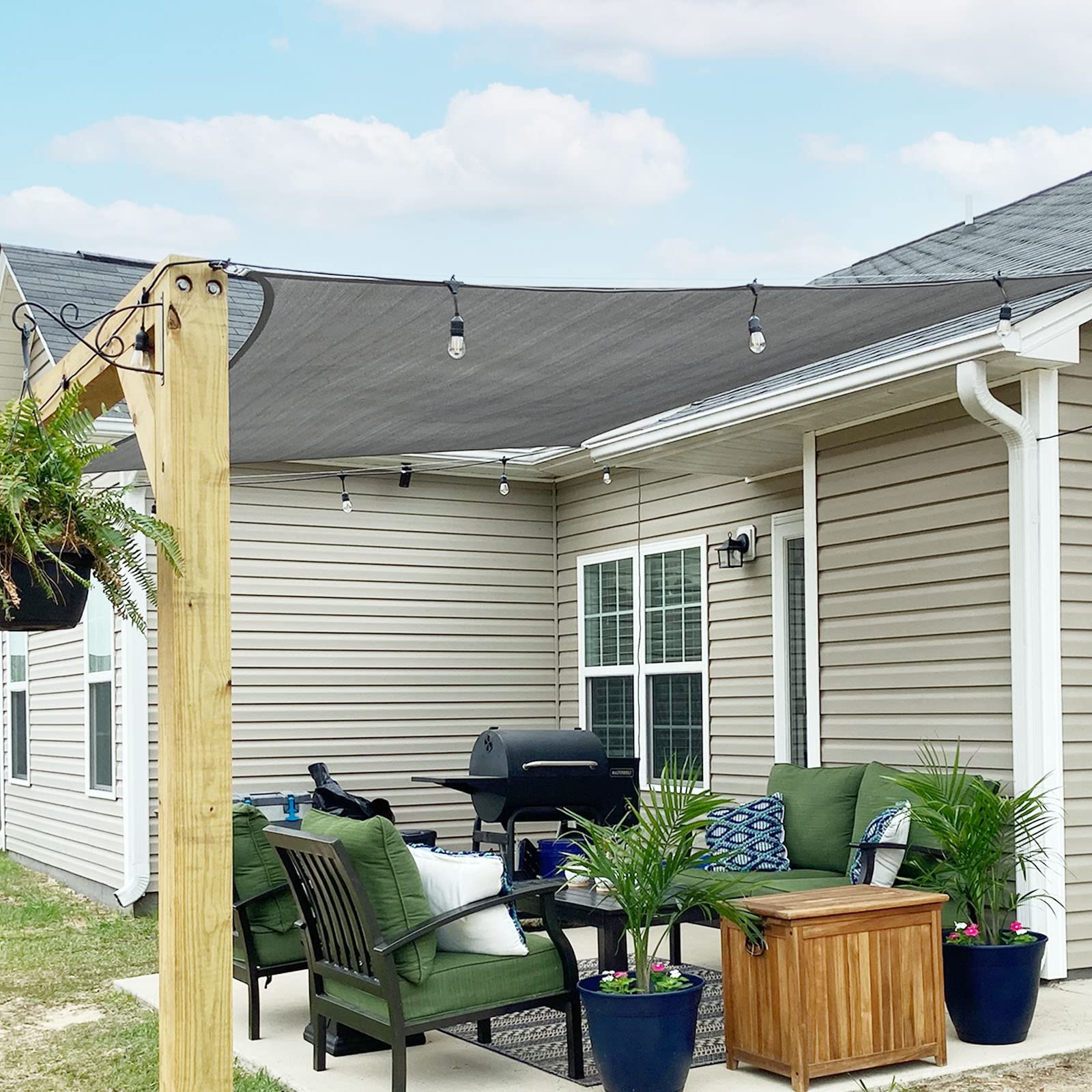 SUNNY GUARD Sun Shade Sail Rectangle 3x4m HDPE Breathable UV Block for Garden Outdoor Patio - Anthracite