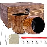 Gjmrar Charred Wooden Bourbon Drinking Glasses Set of 2 – Wooden Whiskey Tumblers & Old Fashioned Glasses | Whisky Glass Sets | Whiskey Gifts for Men, Dad & Birthday, Christmas, Anniversary