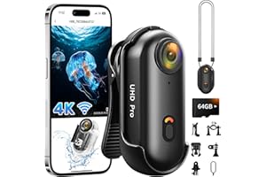 GENERIC Action Camera 4K,Upgrade POV Camera WiFi with 64GB Card,Thumb Snap Cam with Waterproof Case,Wearable Sports Snapcam,Mini Body Camera for Running Motorcycle Vlogging Diving Horse Riding
