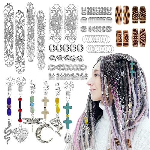 99Pcs Hair Braids Dreadlock Dreads Filigree Cuff Accessories Beard