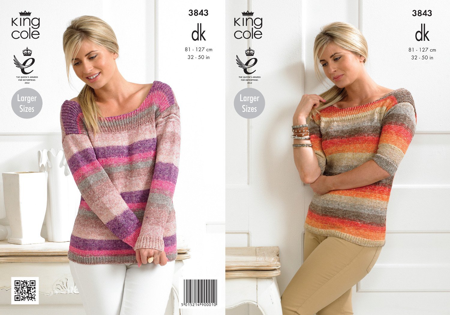 King Cole Ladies Shine DK Sweater Knitting Pattern 3843 Amazon.co.uk