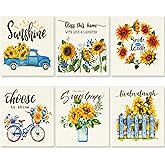 CHENGU 6 Pcs Swedish Kitchen Dishcloths, Absorbent Reusable Sponge Cleaning Dish Cloths, Fast Drying Washable Decorative Tea Towels, No Odor Bar Hand Towel (Sunflower)