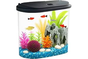 Koller Products Aquarium Fish Tank 4.5 Gallon Starter kit, Self Cleaning System Efficiency Filter 7 Color LED Lights and Timer, Plastic Small Fish Tank for Betta Guppies Neon Snail Ornamental Shrimp