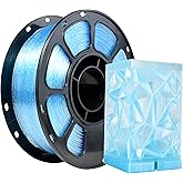 iBOSS PLA Plus Transparent 3D Printer Filament, Transparent Glitter Blue PLA+ Filament 1.75 mm Dimensional Accuracy +/- 0.02mm, Clear 3D Printing Filament 1KG Fit Most 3D Printers