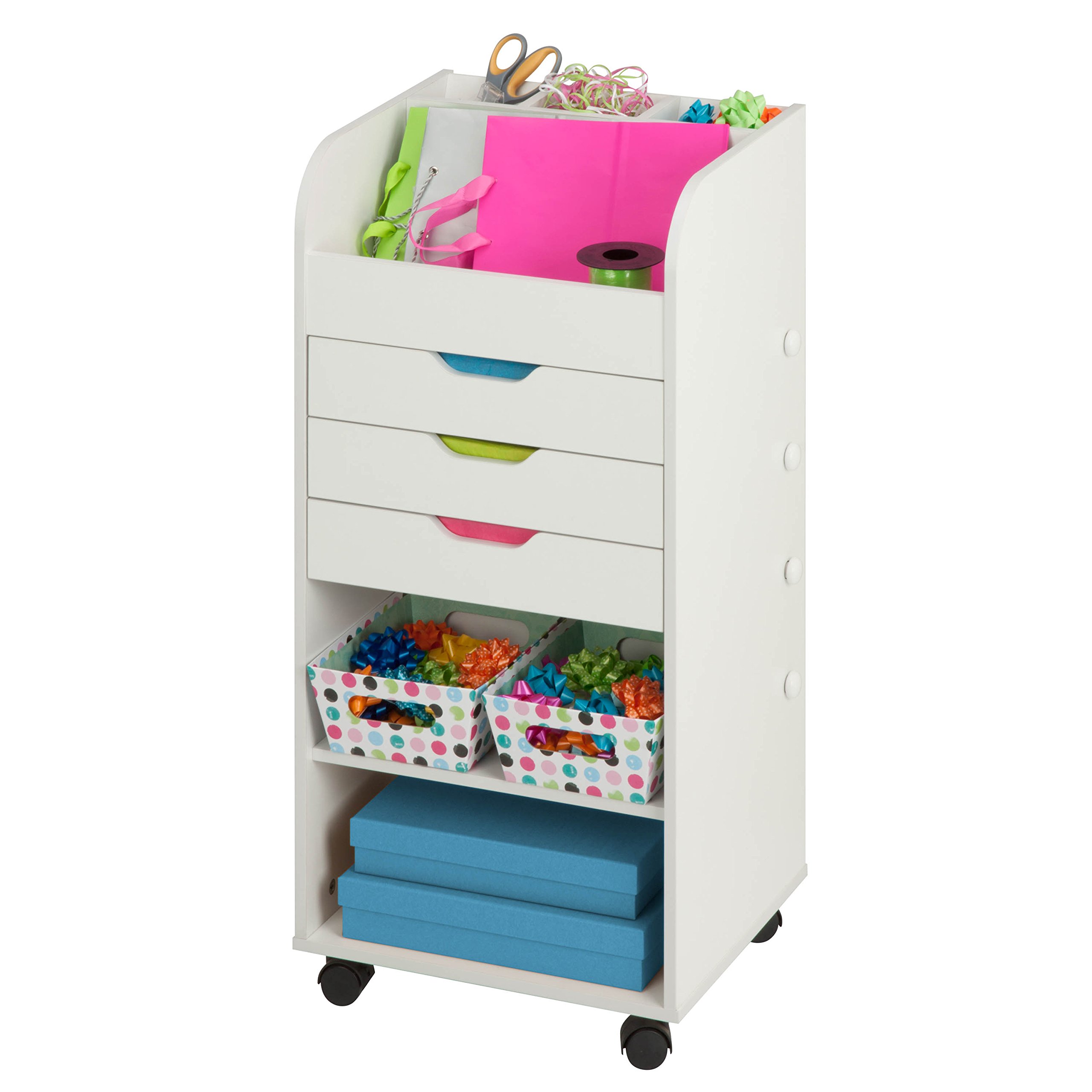 Honey-Can-Do CRT-06345 Rolling Craft Storage Cart with 3-Drawers, White, 15.91L x 33.62H, 15.91" x 33.62"