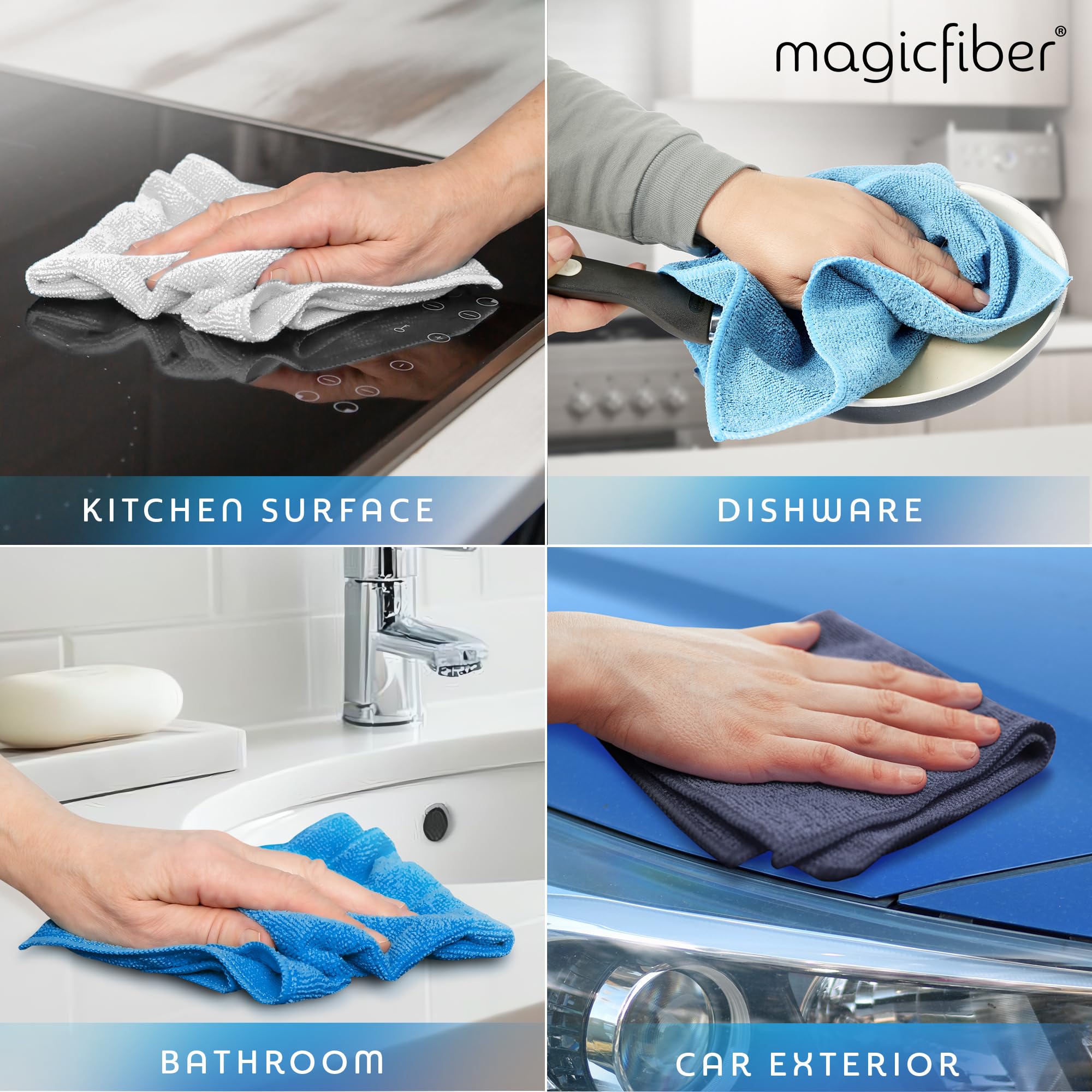 MagicFiber Microfiber Cleaning Cloth - 12 Pack, Large 13