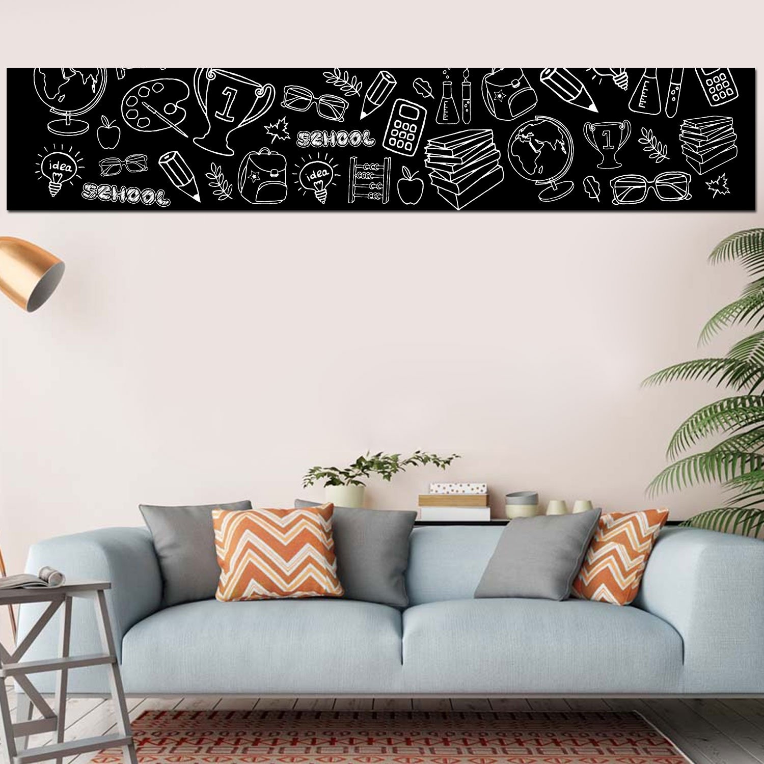 Youpin autoadesivo rimovibile lavagna, 200 x 45 cm – Adesivo da parete in vinile lavagna adesivo da parete Schoolhouse con gesso