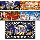 Tangren Halloween & Fall Doormat Inserts, 4-Pack 22 x 10 Inch Interchangeable Welcome Mats for Thanksgiving, Christmas and Winter, Non-Slip Front Door Decor, Tray Not Included