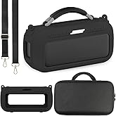 JCHPINE Silicone Cover and Hard Carrying Case for Bose SoundLink Max Portable Speaker, Protective Travel Case for SoundLink Max Speaker Accessories with Shoulder Strap (Black)