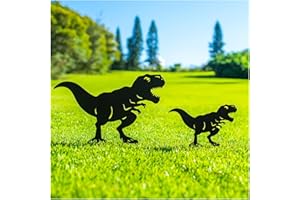 SRDJXY Dinosaur Metal Garden Stakes Decorative Dinosaur Gifts for Adults/Men/Women,Black Silhouette Statues for Yard Art,Outdoor Decor,Outside,Patio,Lawn Ornaments,Garden Decorations