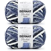 Bernat Blanket Extra Faded Blues Yarn - 2 Pack of 300g/10.5oz - Polyester - 7 Jumbo - 97 Yards - Knitting/Crochet