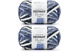 Bernat Blanket Extra Faded Blues Yarn - 2 Pack of 300g/10.5oz - Polyester - 7 Jumbo - 97 Yards - Knitting/Crochet