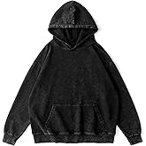 Mens Oversized Hoodies Vintage Cotton Pullover Acid Wash Hip Hop Streetwear Casual Sweatshirt