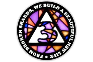 Stained Glass 3 Year AA Chip Sobriety Coin Medallion, Fragments to Freedom Alcoholics Anonymous Addiction Recovery Anniversary Token, Inspirational Sober Gifts for Men and Women by the Token Shop