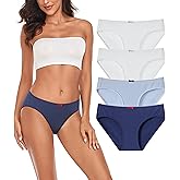 ANLIQI Women's Organic Cotton Underwear Pack Mid Rise Cotton Bikini Panties Soft Strench Breathable Ladies Hipster Undies