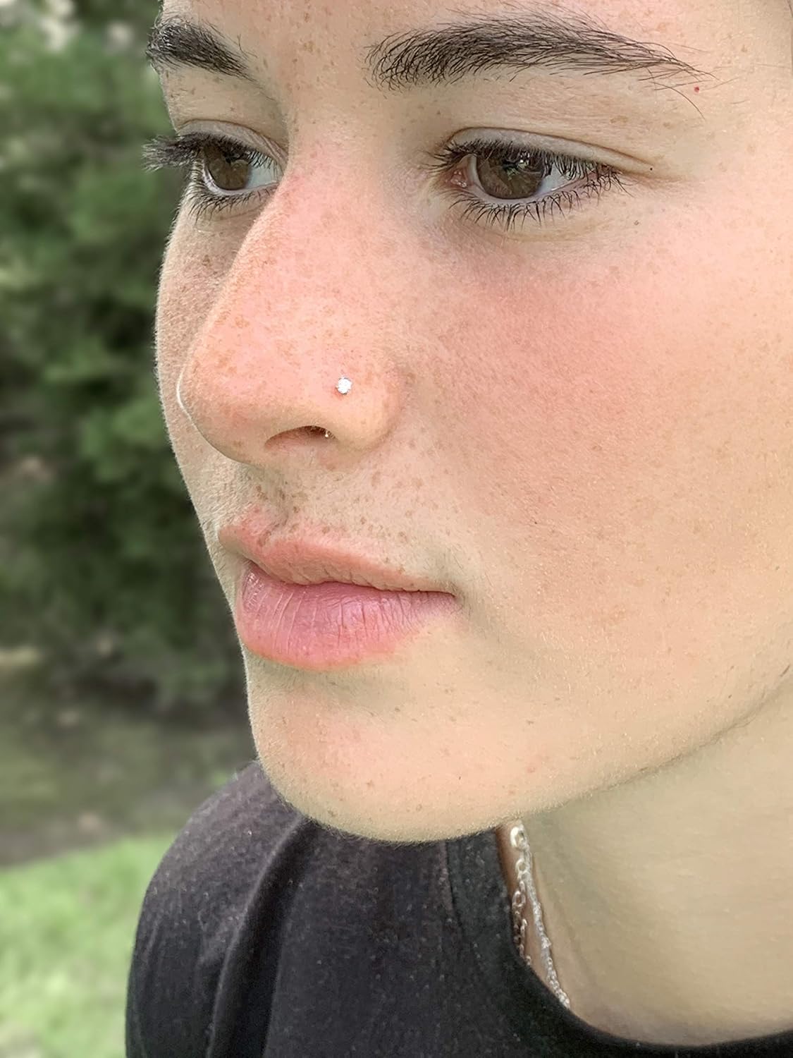 22 Gauge 14K Yellow Gold 2MM Cubic Zirconia Nose Ring, White - Image 3