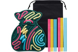 SHUNGRU Sensory Activity Board, Silicone Sensory Fidget Toys for Kids, Autism Sensory Toys, ADHD Toys for Calming, Silicone Adult Fidgets for Anxiety and Stress – Extra Travel Bag + 18 Strings（Dark Green）