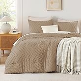 Andency Taupe California King Comforter Set, Boho Cal King Soft Warm Tufted Neutral Bedding Comforter Sets, 3 Pieces Cali King Aesthetic Chevron Farmhouse Cute Bohemian Textured Bedding Set