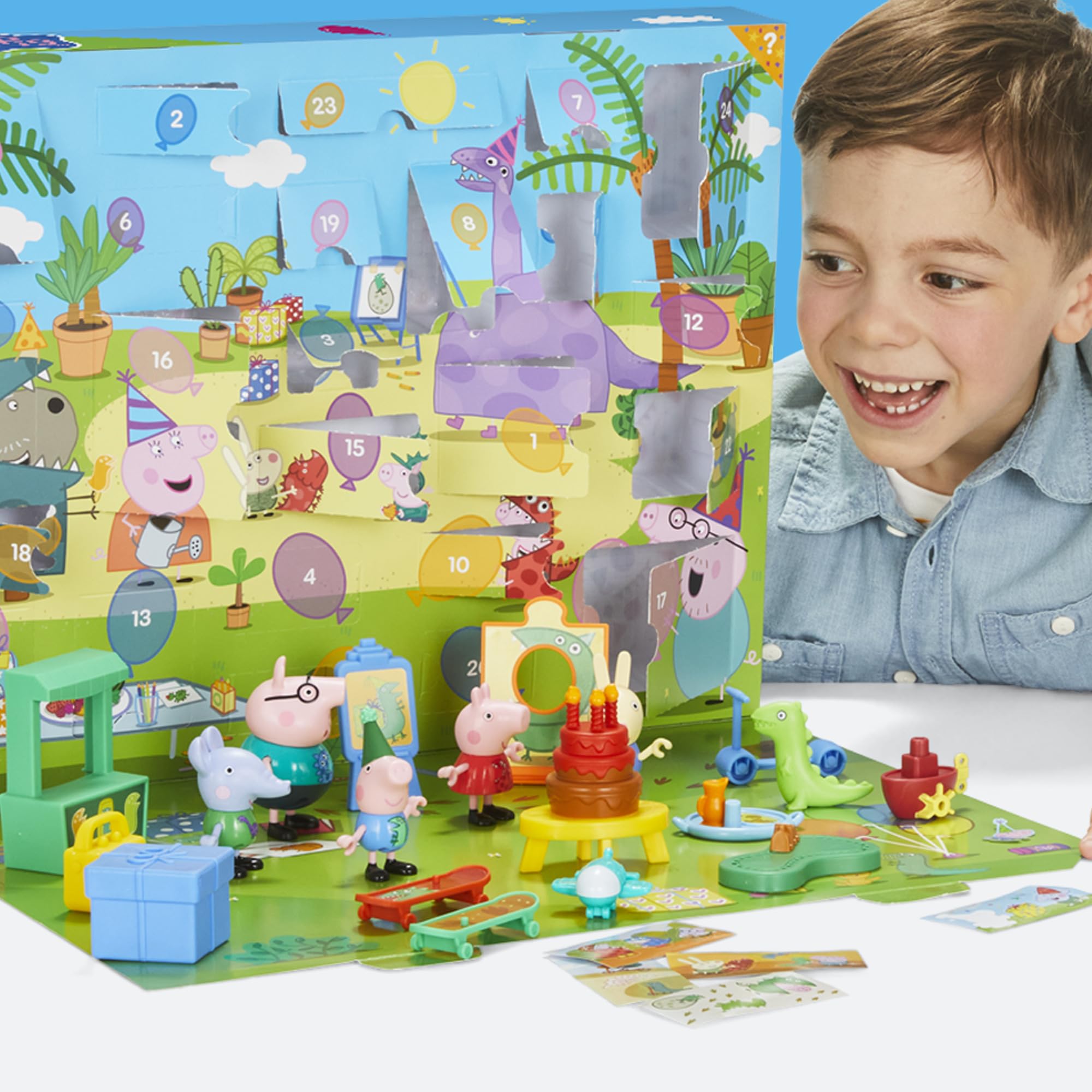 PEPPA PIG George's Party Advent Calendar with 24 Surprise Toys and Stickers Including 5 Figures, Preschool Toys for Girls and Boys 3 and Up (Amazon Exclusive)