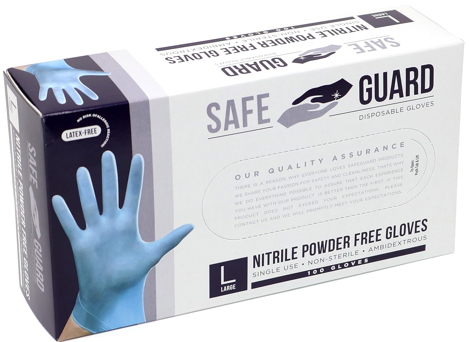 Safeguard Nitrile Disposable Gloves, Powder Free, Food Grade Gloves