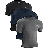 Runhit 3 Pack Men's Compression Shirts Short Sleeve Athletic T Shirt Cool Dry Workout Tops Sports Base Layer Undershirt