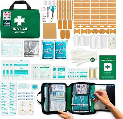 Active Era 220 Piece Premium First Aid Kit Bag with Ice Packs & Emergency