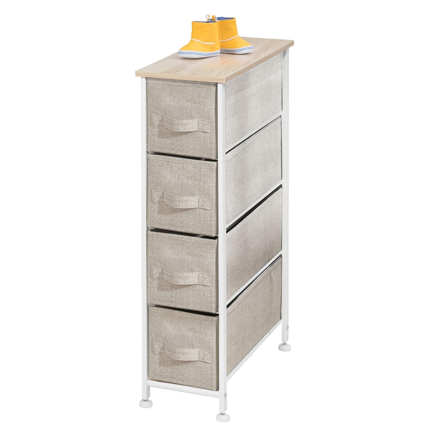mDesign Narrow Vertical Dresser Storage Tower Sturdy Frame, Wood Top