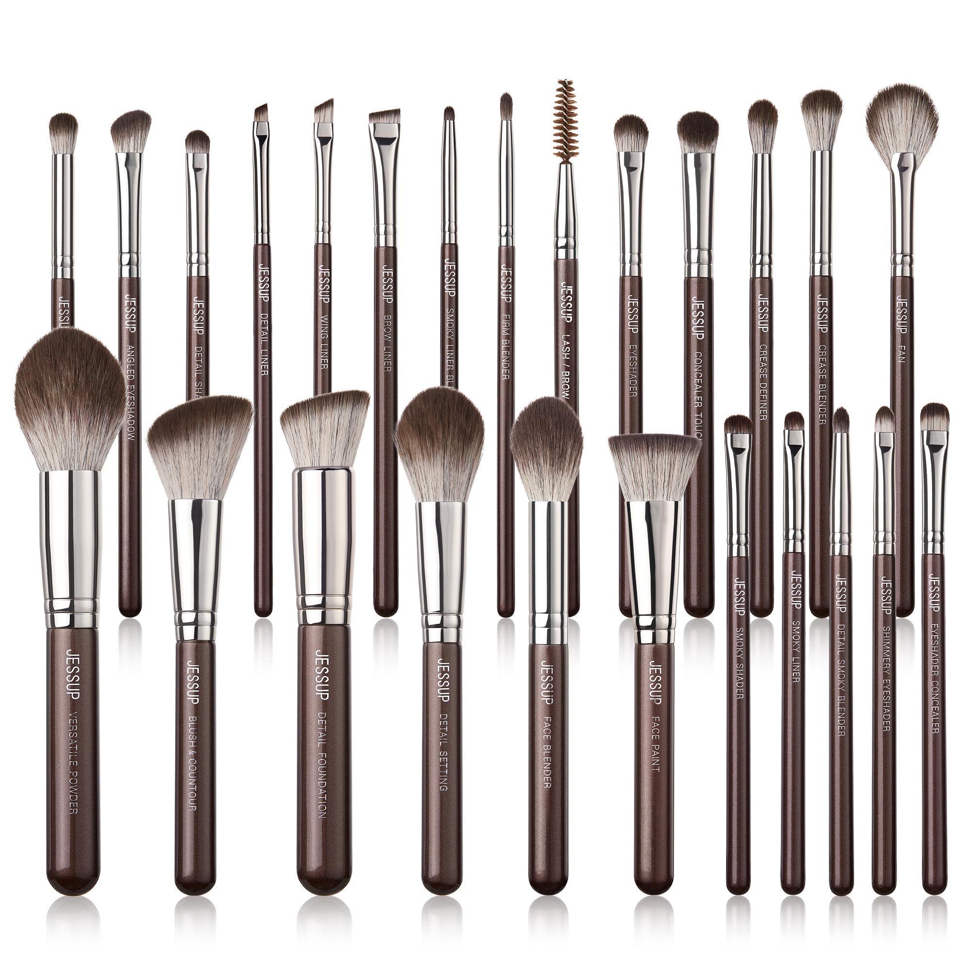 Photo 1 of Jessup Makeup Brushes Set Professional 25pcs Premium Synthetic Make up Brushes for Foundation Eyeshadow Blending Concealer Blush Contour Bronzer Eyeliner Eyebrow, Shimmer Brown T511
