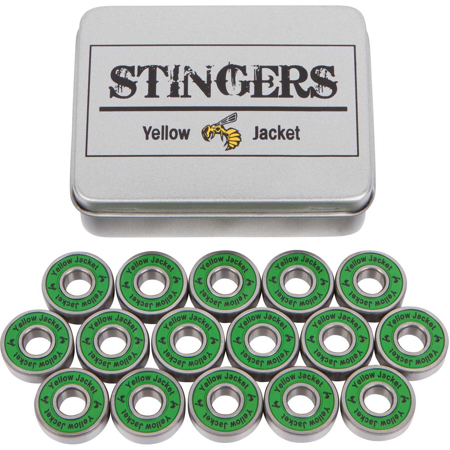 Yellow Jacket Premium Inline Skate Bearings, Roller Skate Bearings, 608, ABEC 11, Jungle Green (Pack of 16)