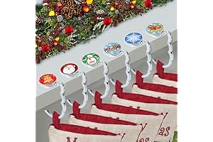 BEAVOING EAVOING Christmas Stocking Holders for Mantle Set 6, Non-Slip & Foldable Mantle Hooks for Stockings Hangers Xmas Mixed Pattern for Fireplace Christmas Decor Party Decoration