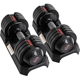 ALTLER Adjustable Dumbbell Set, 25/52LB Pair with Tray for Workout Strength Training Fitness, Adjustable Weight Dial Dumbbell with Anti-Slip Handle and Weight Plate for Home Exercise