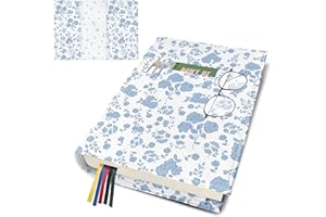 QRZIQRZ Blue Floral Paperback Book Cover Protector,Washable Soft Canvas Fabric Book Covers with Bookmark,Adjustable Double Side Print Book Dust Jacket Covers for Hardcover Novel Book Lovers Gift