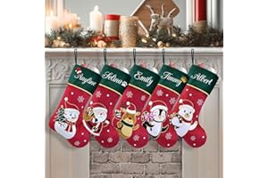 Ugiftcorner Personalized Christmas Stockings 1 Pack 21" Red Velvet Lovely Penguin Christmas Stockings with Green Cuff for Fam