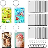 Beclumas 100 Pack Sublimation Keychain Blanks, MDF Double Sided Sublimation Blanks Keychain with 100 Rings and Clips for DIY and Custom Design Work