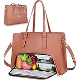 Jetviivid Lunch Tote Bag for Women, 15.6-17.3 Inch Laptop Bag with Lunch Compartment PU Leather Work bag for Business,Office
