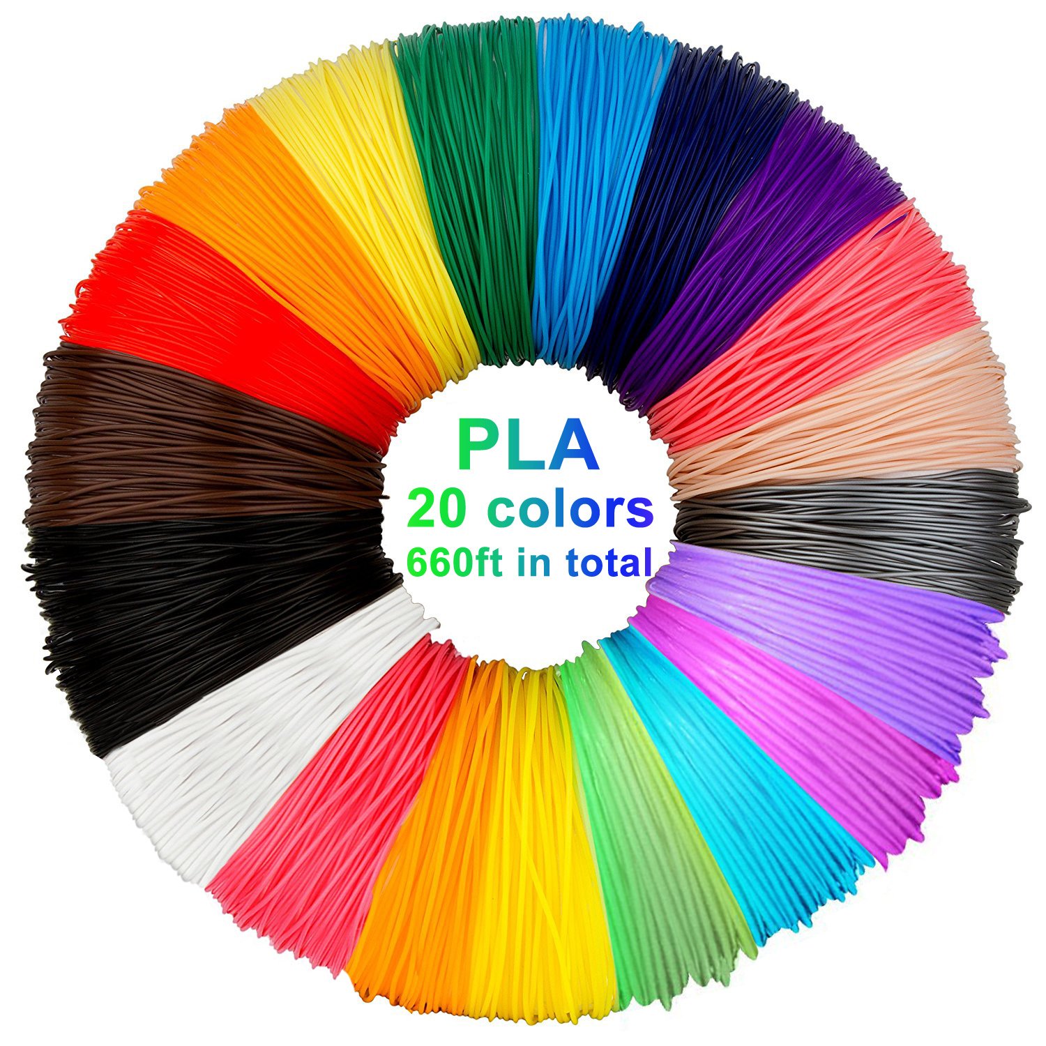 3D Stift Filament PLA, 20 Farben, je 10M – 3D Pen PLA Filament 1,75mm, 3D Stift Farben Set für ODRVM, Tecboss, Lovebay, 3D Stift and 3D Druck Stift